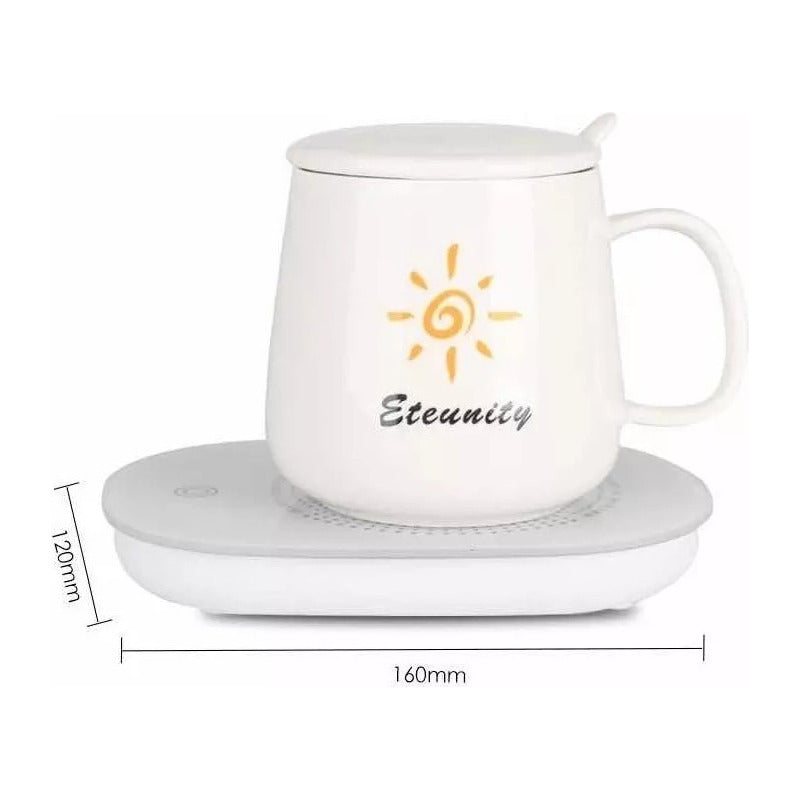 Calentador De Tazas Auronp Eléctrico Vidrio 10cm Control Táctil Negro
