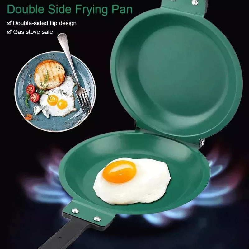 Sartén Doble Cara Antiadherente Tortillero Doble Panqueques Negro