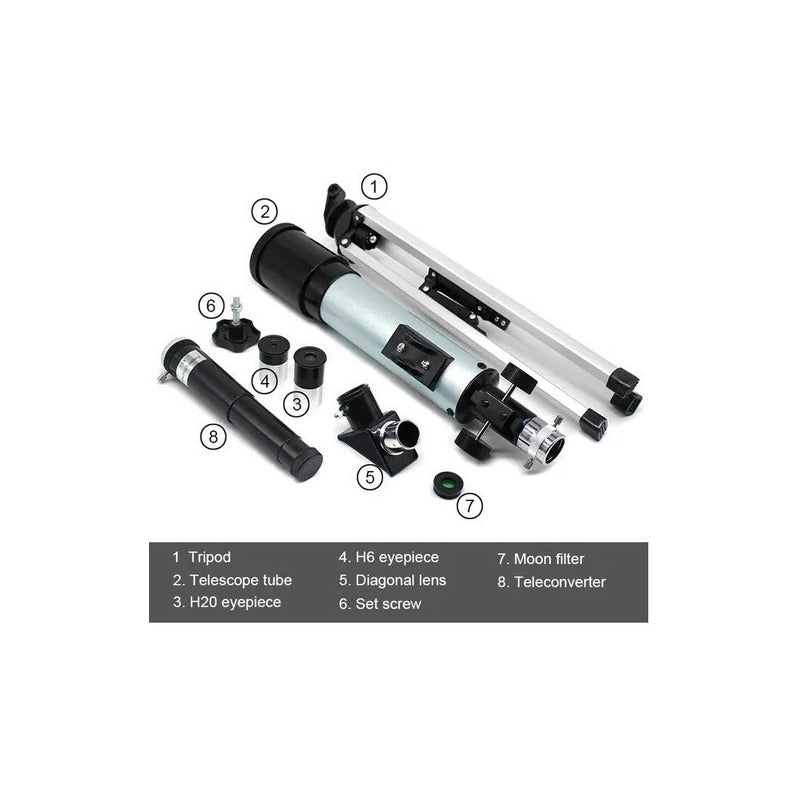 Telescopio Refractor Monoculo Telescopio Monocular Aprendiz Plateado
