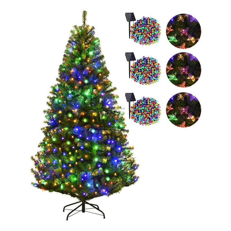Arbol De Navidad Con Base + 6 Luces Solares Modelos Variados