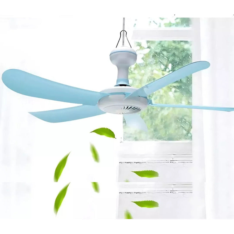 Ventilador 5 Aspas Colgante Con Enchufe A La Corriente 55 Cm 50 Blanco Celeste 30 5