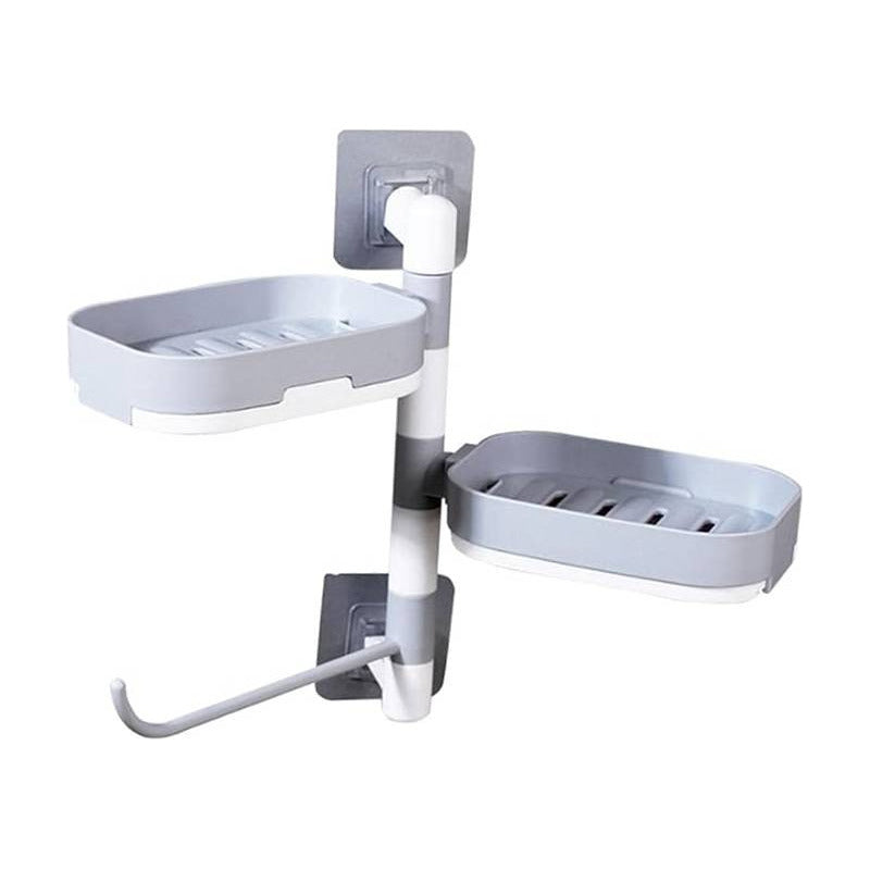 Jabonera Organizador De Ducha Toallas Giratoria Baño Repisa Gris