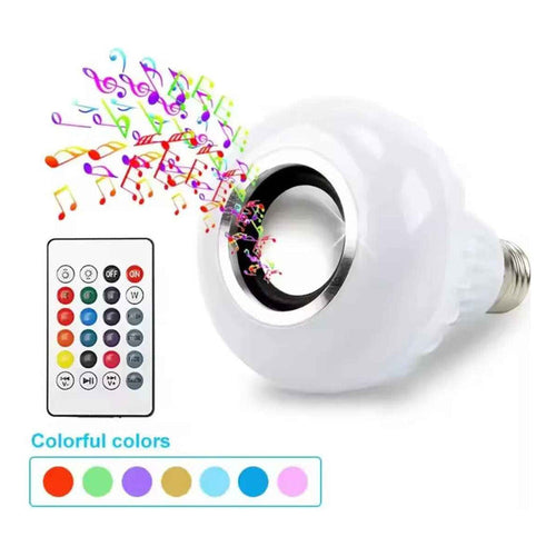 Ampolleta Rgb Con Parlante Bluetooth Led Control Remoto Rgb