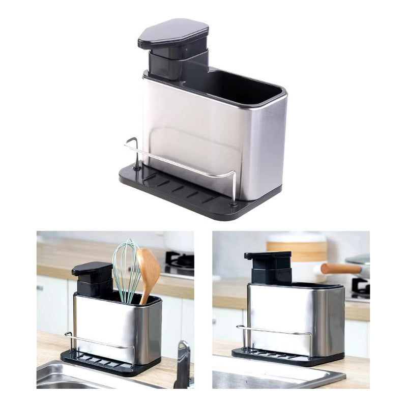 Pack Portacubiertos De Cocina Con Dispensador De Jabon Acero Unit