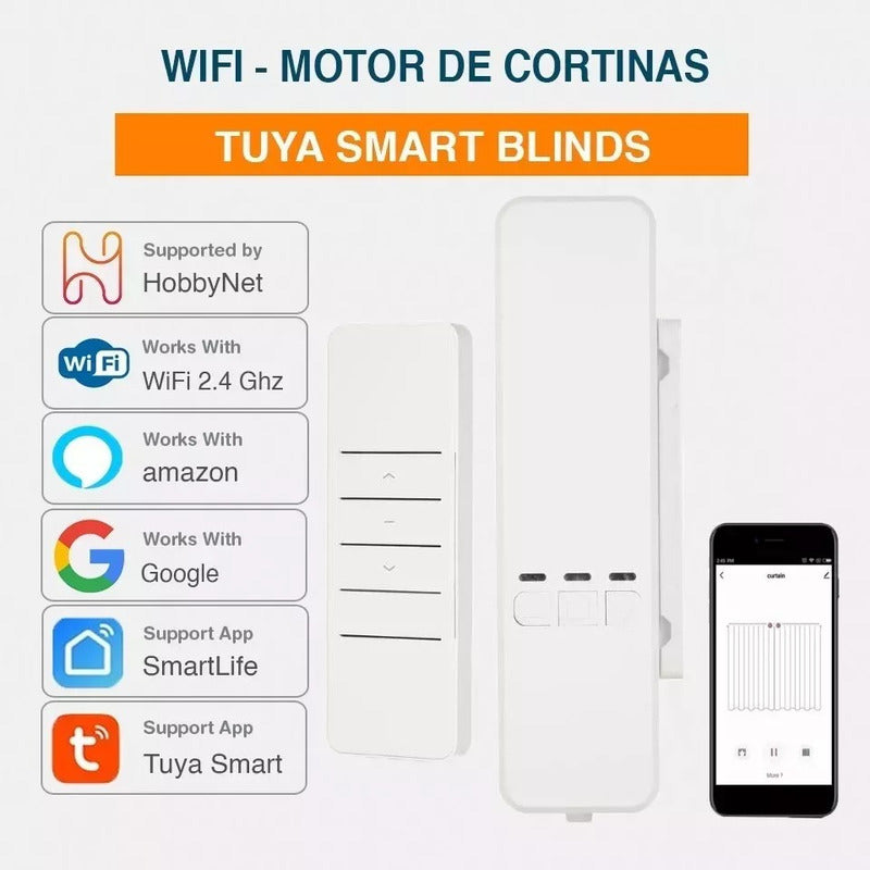 Motor Inteligente Para Cortinas Wifi Roller Control Remoto Blanco