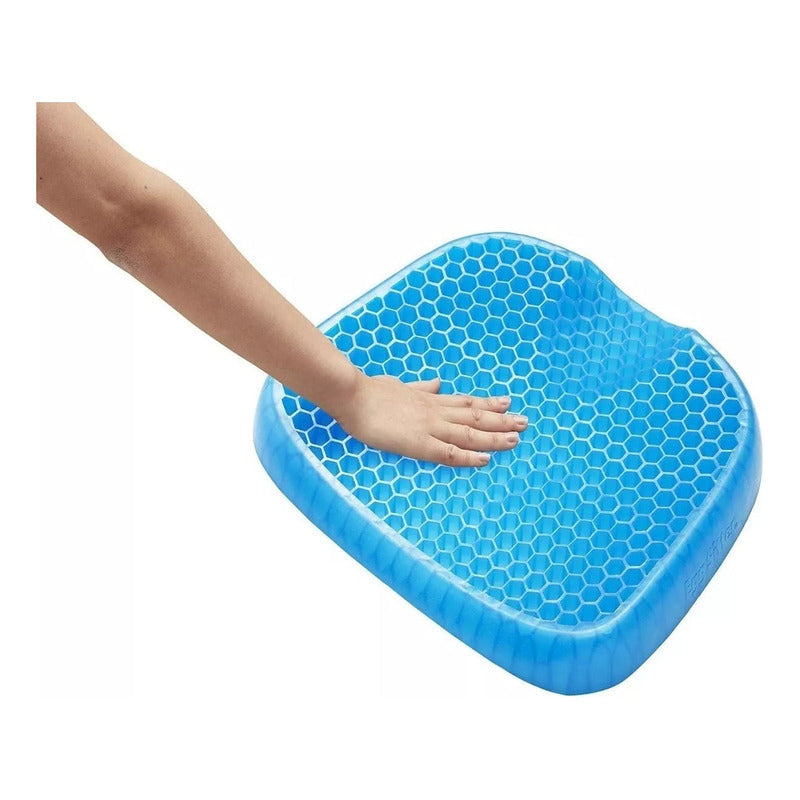 Cojín Asiento Ortopédico De Silicona Gel Relajante Terapia Azul Geométrico