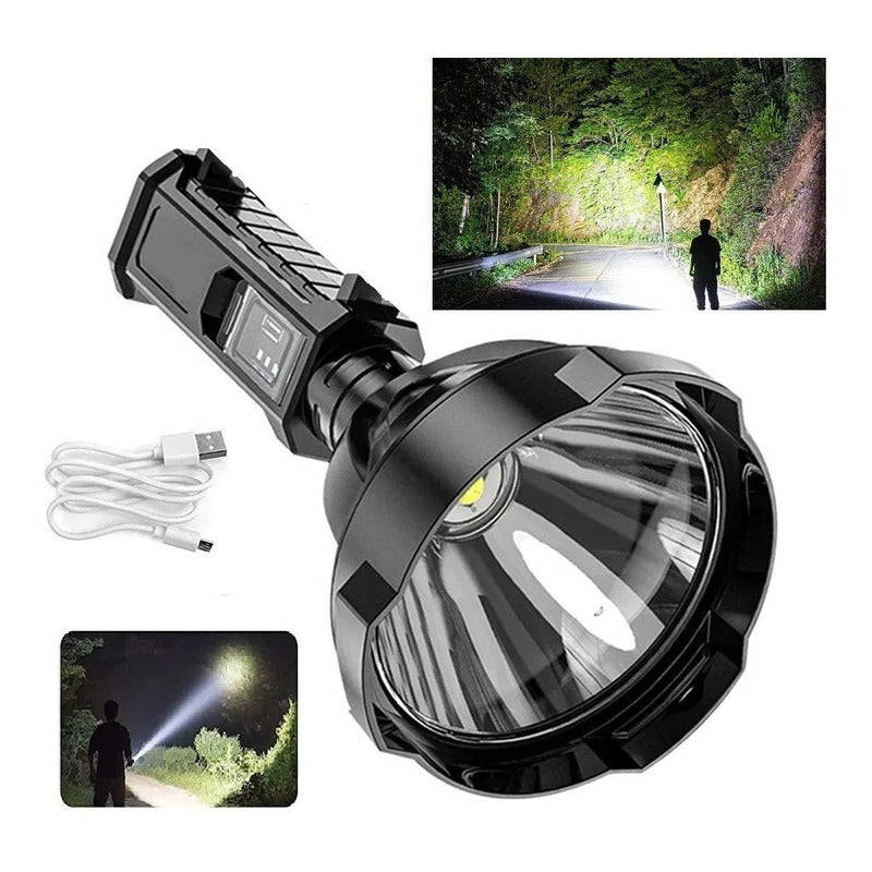 Linterna Grande Led Usb, Recargable, Anti Splash Recargable Fría