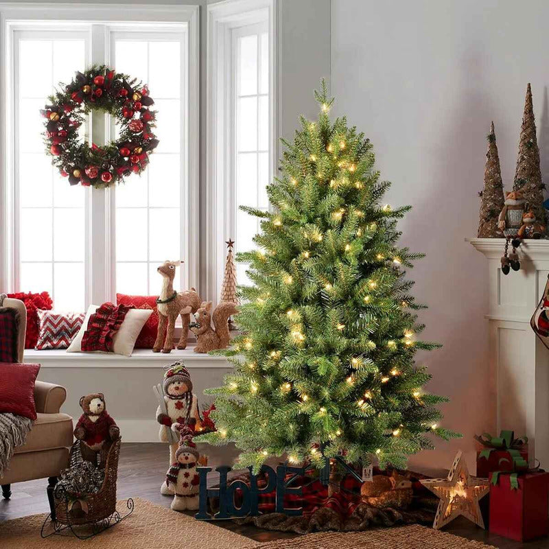 Arbol Navidad Luces Calidas Incorporadas + Estrella 170cm Verde