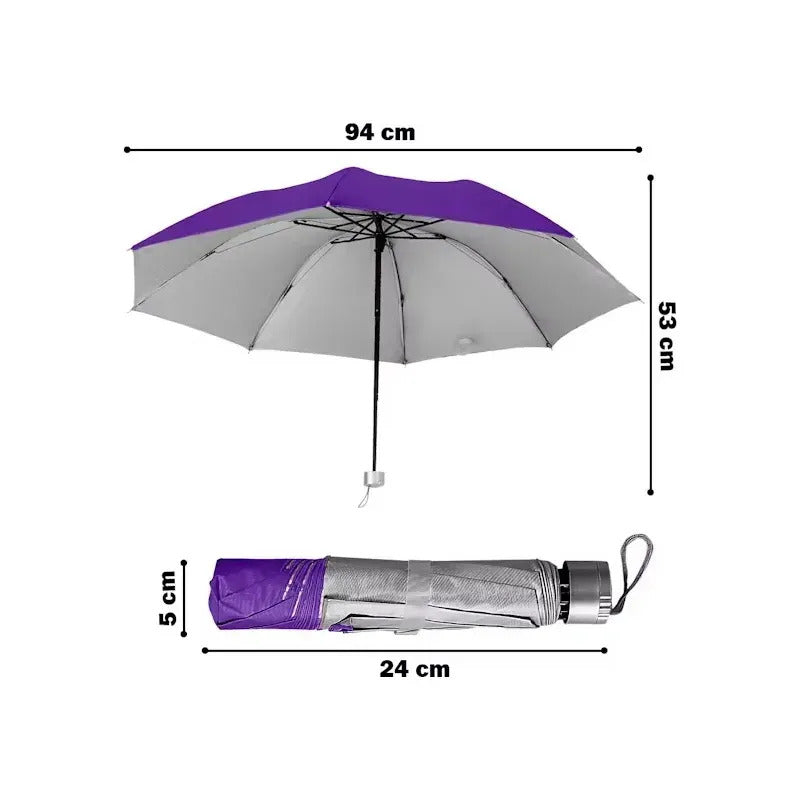 Paraguas Lluvia Plegable Sombrilla Impermeable Retractil Uv Negro