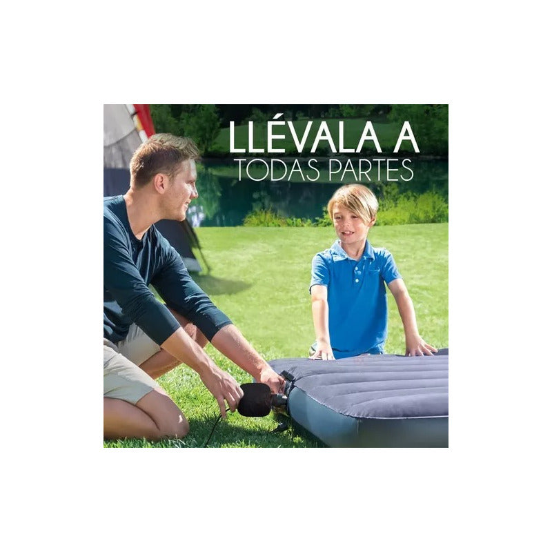Colchón Inflable 1 Plaza + Bomba De Aire Portátil Negro