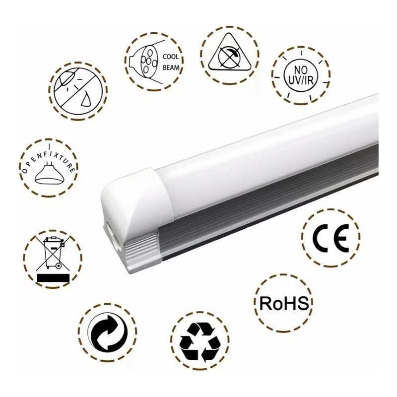 Tubo Led Con Base Canoa 18w 120cm Luz Fria Lisa Y Texturizad
