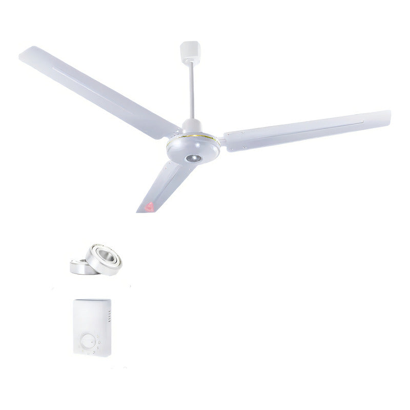 Ventilador De Techo 56 Pulgadas Metal 3 Aspas 5 Tiempos 75w 1.422 M 50hz Blanco Blanca Metálica 3