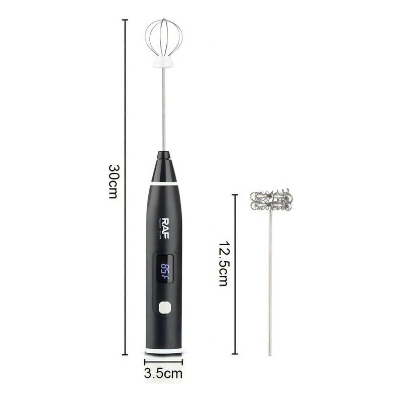 Batidora Electrica Espumador Recargable Raf 20w 3 En 1 Color Negro