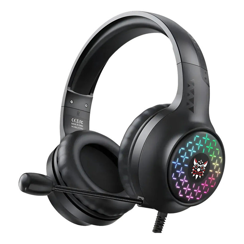 Audífonos Con Cable Profesional Gamer + Microfono + Luz Rgb Negro