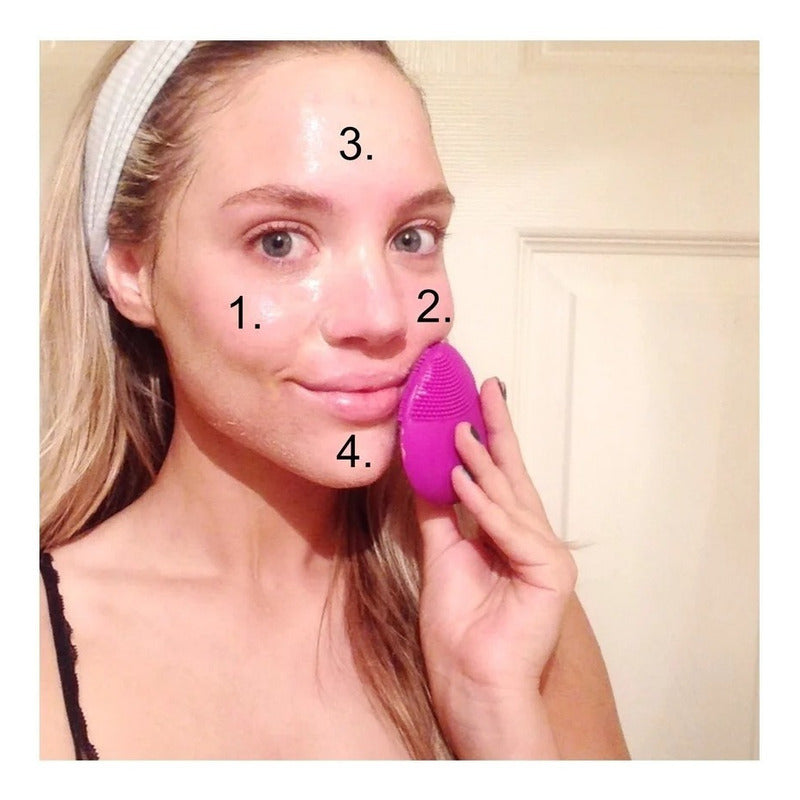 Limpiador Facial Exfoliante Vibratoria, Masaje Forever Rosa