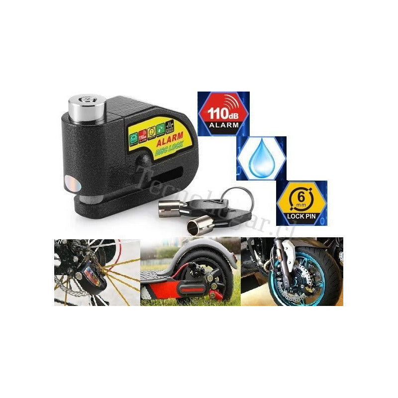 Candado Sml Con Alarma De Sonido Y Freno De Disco Para Moto Negro