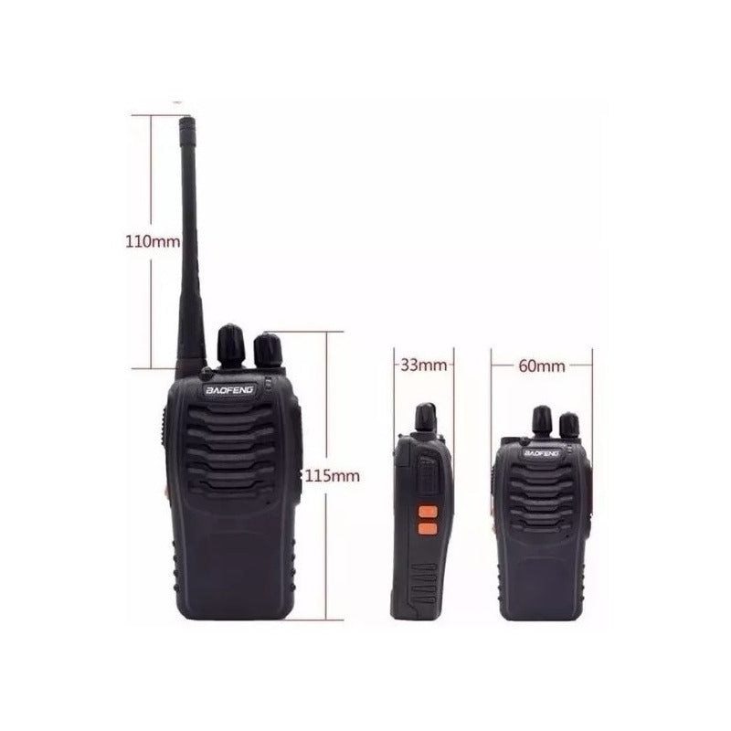 2 Radio Transmisor Walkie Talkie Bf-888s Baofeng Woki Toki Negro 400-470 Mhz