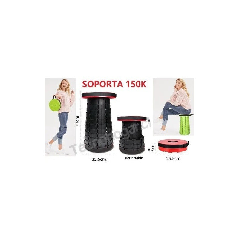Taburete Plegable Silla Telescopica Silla Portatil Retraible Rojo
