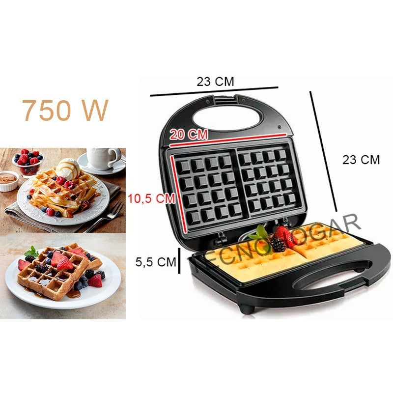 Maquina Wafflera Potente Waffles En 5 Min Negro