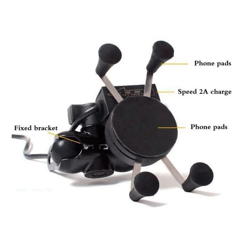 Soporte Con Cargador Usb Celular Para Moto Tipo X