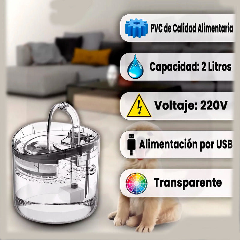 Bebedero De Agua Automatico Gatos Perros Dispensador Transparente