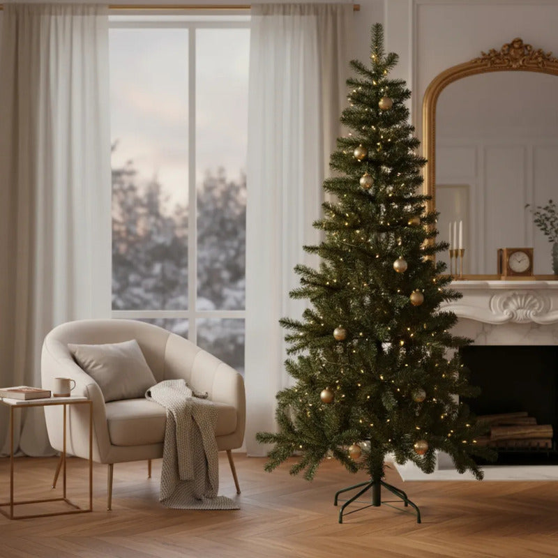 Árbol De Navidad Roro 180 Cm Verde Frondoso Desmontable Base Metálica