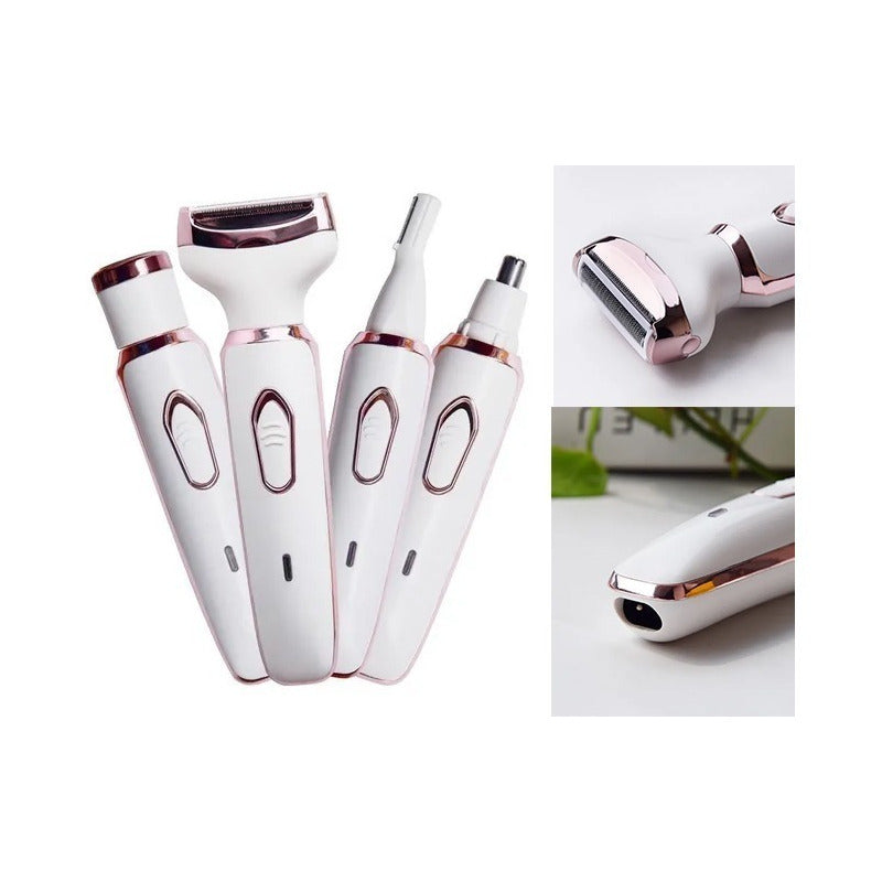 Maquina Depiladora Para Mujer 4 En 1 Recargable Nariz Cejas Blanco