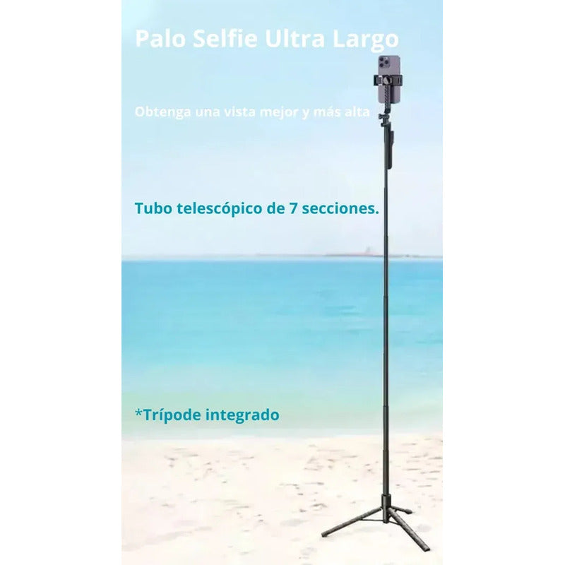 Trípode Estabilizador 360° Palo Selfie Disparador Bluetooth Negro