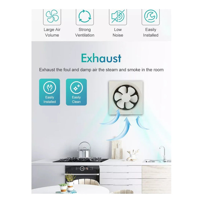 Extractor De Pared 9 Pulgadas 220v Baño, Cocina, Comercio Blanco