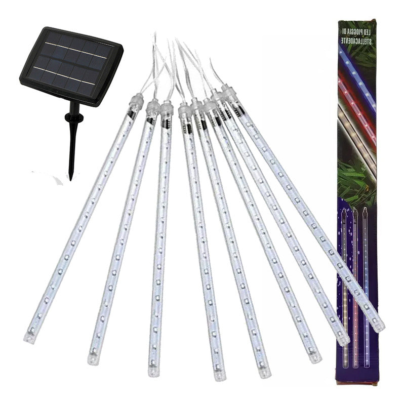 Luces Tubo Solar Led Guirnalda Lluvia De Meteoritos Exterior Blanco Cálido