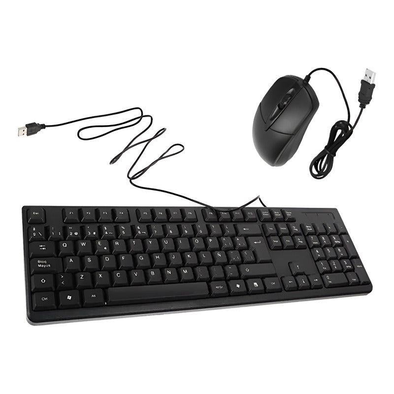 Kit Cableado Combo Teclado Y Mouse Alámbrico Negro