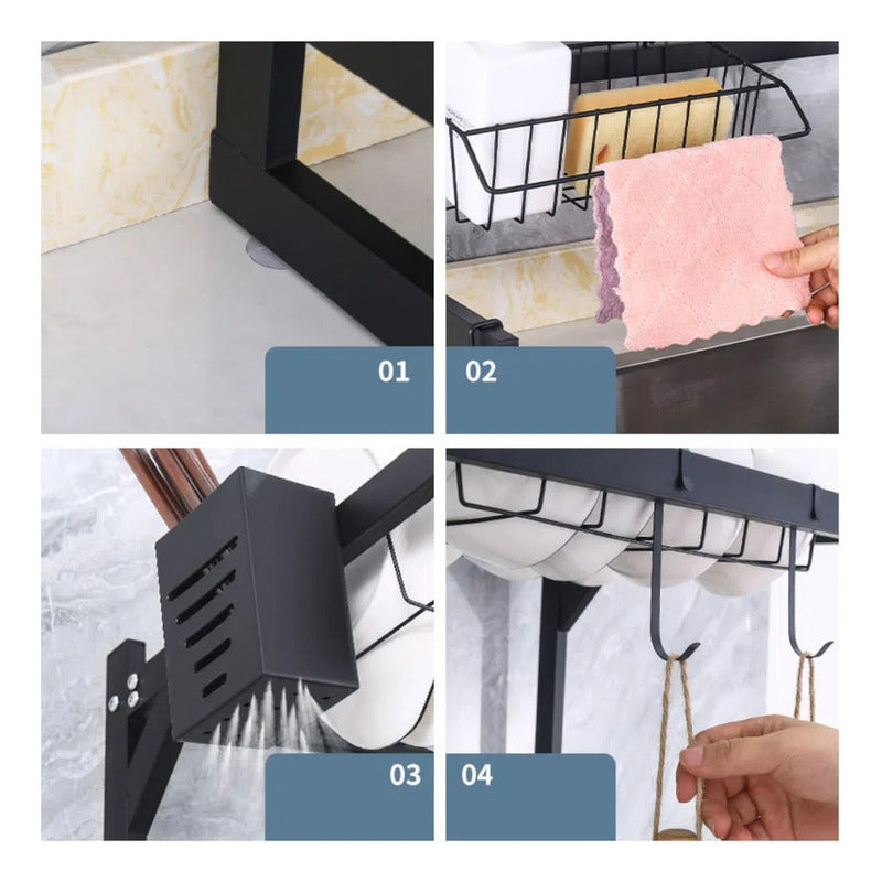 Escurridpremium Xl Secador De Platos 85 Cm Secador Loza Negro - 228217