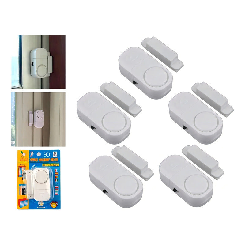 Pack 5 Alarmas Para Puerta O Ventana Sensor Magnético 90db