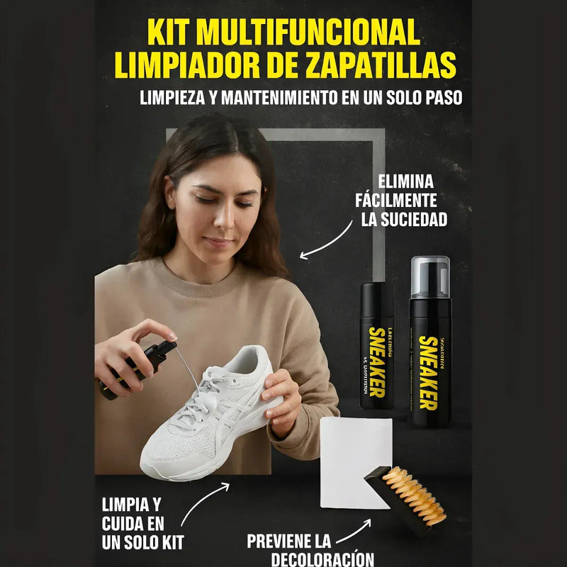 Kit De Limpieza Zapatillas Espuma Limpiador Blanqueadora Negro