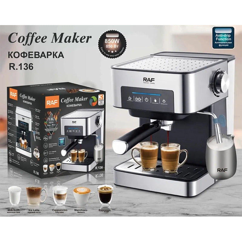 Máquina Cafetera Espresso Espumador De Leche Antigoteo Plateado