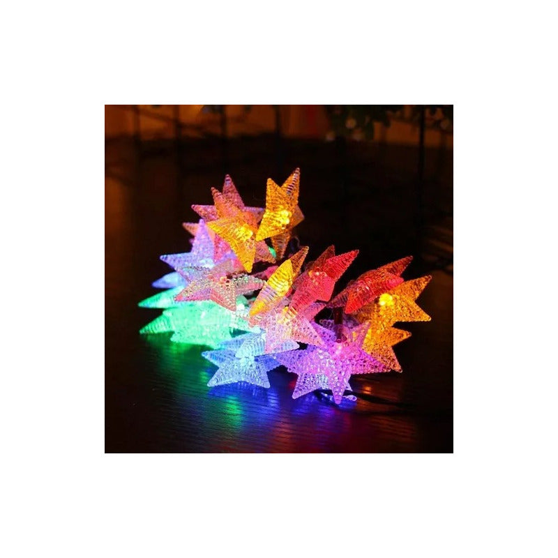 Estrellas Led Multicolor Navidad Guirnalda Lineal Solar Multicolor