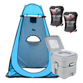 Carpa Caseta Baño Vestidor + Baño Químico + 2 Duchas 40l C/u Verde