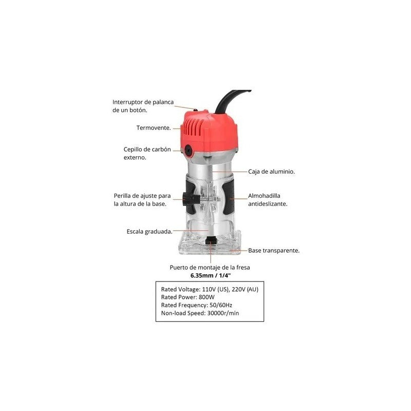 Fresadora Router Tupi 3000rpm 1/4 Tallador De Madera