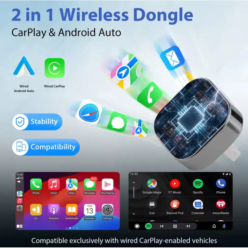 Adaptador Inalámbrico Carplay/android Automático 2 En 1 Auto