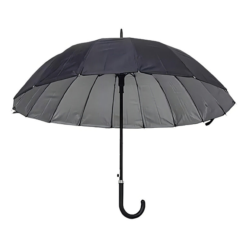 Paraguas Marin Negro 16 Varillas Clásico Curvo Protección Uv 1m Unicolor