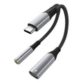 Adaptador Split De Audífonos Y Carga Tipo-c A Audio Jack 3.5