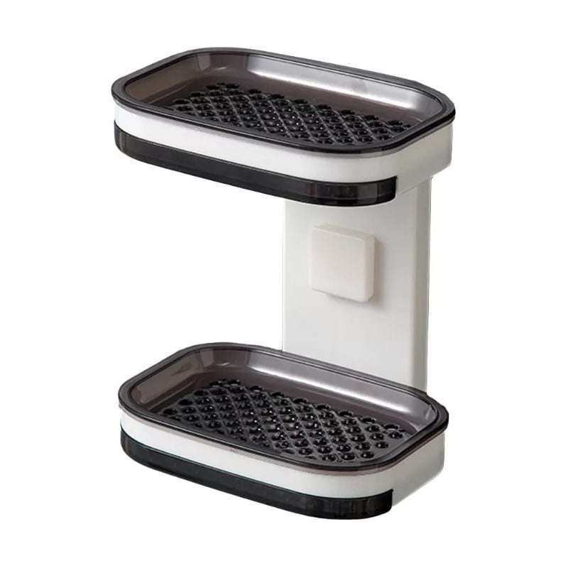 Jabonera De Plástico Doble Para Pared Baño Resistente  Blanco