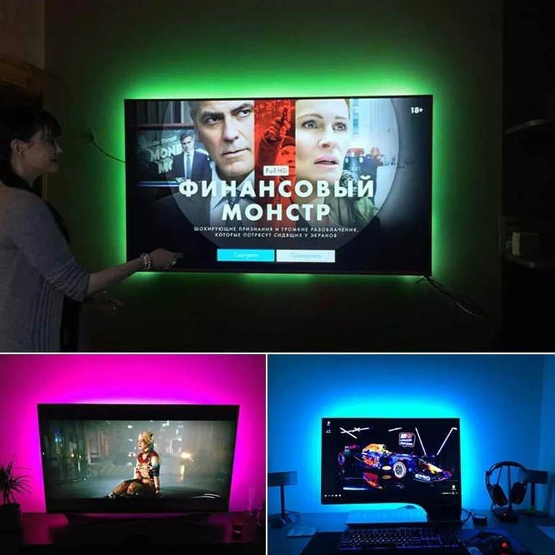 Cinta Led Pack X4 De Colores Con Control, Envio Gratis Rgb