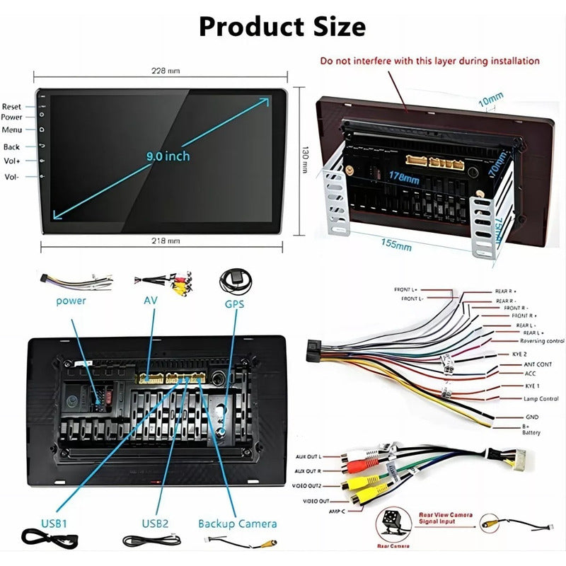Radio Android Gps Mirror Link Wifi Usb 2 Din 9 Pulgadas Blanco