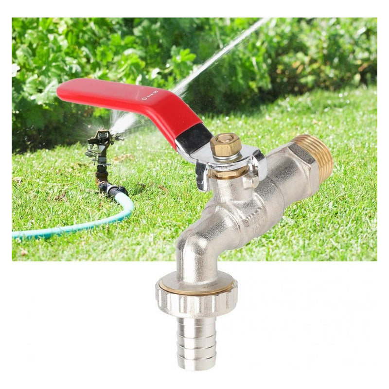 Llave De Paso Grifo Bola Jardin Metalica 1/2''