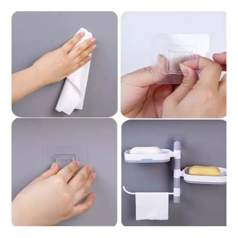Jabonera Organizador De Ducha Toallas Giratoria Baño Repisa Gris