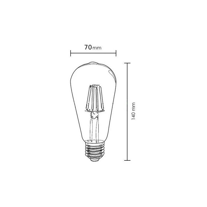 Pack X10 Ampolleta Led  Vintage Filamento Cálida Ahorradora  Cálida