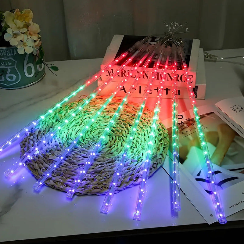 Luces Tubo Solar Led Guirnalda Lluvia De Meteoritos Exterior Multicolor