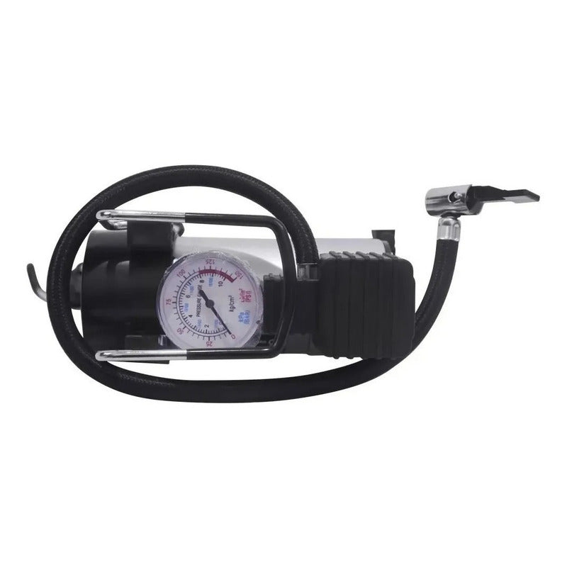 Compresor De Aire 12v Inflador Neumático, Bici, Moto, Pelota Gris 50/60hz Monofásica