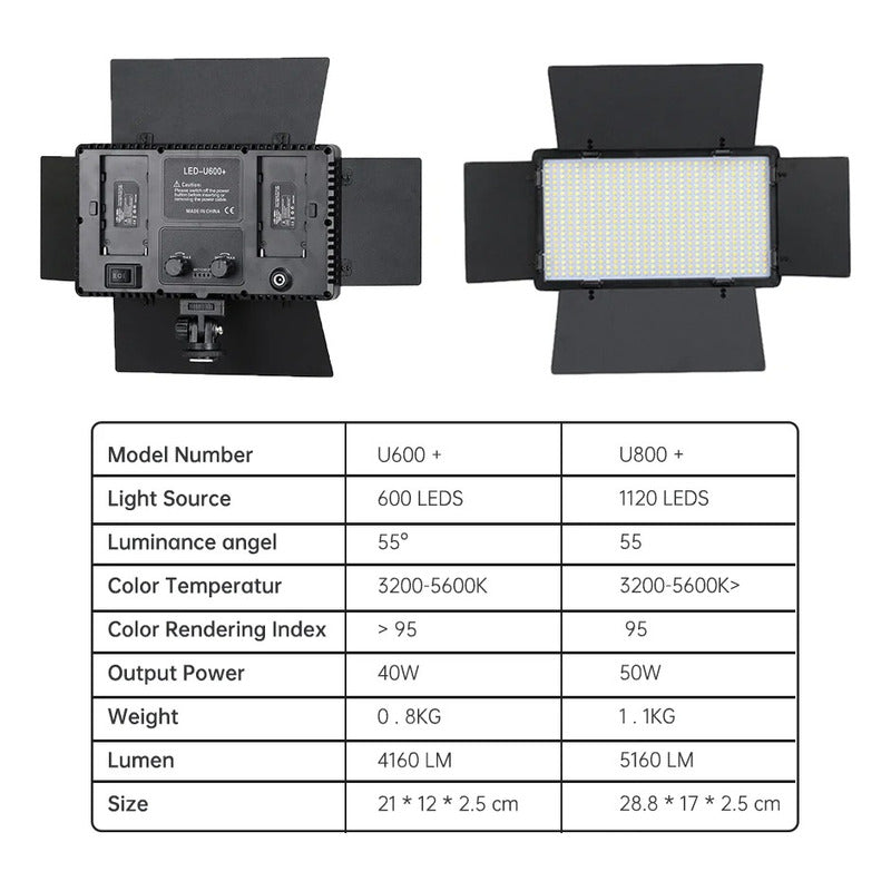 Luz Relleno Con Trípode Kit Profesional Reflector Pro 600led Negro Blanco Frío